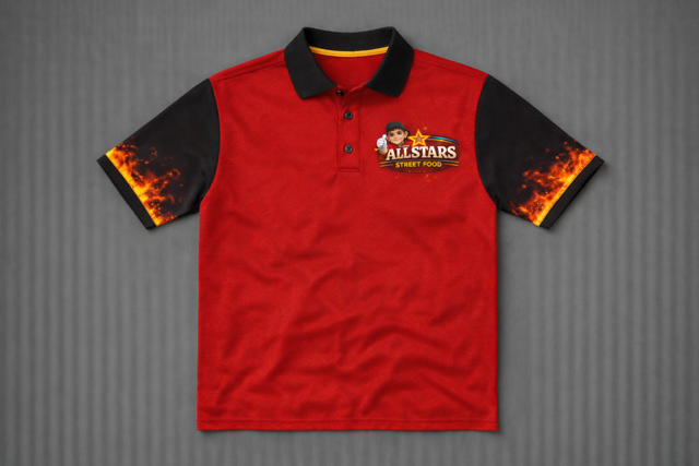 Camiseta roja frontal ALLSTARS STREET FOOD